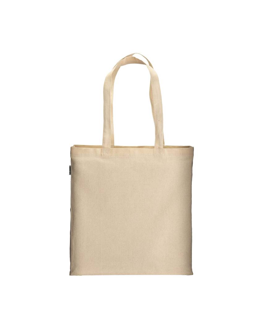 Shopper in cotone biologico 220 g/m2, manici lunghi e soffietto Handle