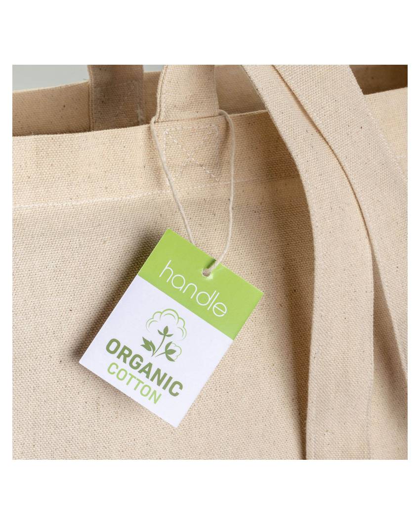 Shopper in cotone biologico 220 g/m2, manici lunghi e soffietto Handle