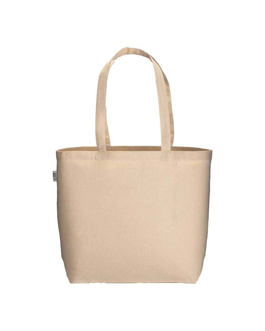 Shopper in cotone biologico 220 g/m2, con manici lunghi e soffietto alla base Handle