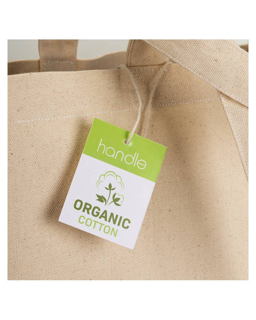 Shopper in cotone biologico 220 g/m2, con manici lunghi e soffietto alla base Handle