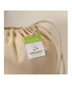 Zainetto in cotone biologico 220 g/m2, con chiusura a strozzo Handle Zainetto in cotone biologico 220 g/m2, con chiusura a strozzo Handle