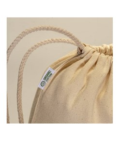 Zainetto in cotone biologico 220 g/m2, con chiusura a strozzo Handle Zainetto in cotone biologico 220 g/m2, con chiusura a strozzo Handle