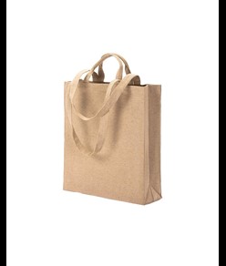 Shopper con soffietto in cotone riciclato  280 g/m2, con doppi manici. Handle