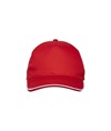 Cappellino in cotone 5 pannelli, visiera sandwich in contrasto con chiusura con velcro Cappellino in cotone 5 pannelli, visiera sandwich in contrasto con chiusura con velcro