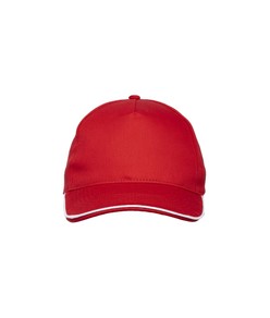 Cappellino in cotone 5 pannelli, visiera sandwich in contrasto con chiusura con velcro Cappellino in cotone 5 pannelli, visiera sandwich in contrasto con chiusura con velcro