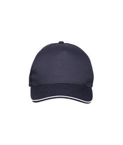 Cappellino in cotone 5 pannelli, visiera sandwich in contrasto con chiusura con velcro Cappellino in cotone 5 pannelli, visiera sandwich in contrasto con chiusura con velcro