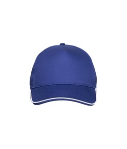 Cappellino in cotone 5 pannelli, visiera sandwich in contrasto con chiusura con velcro Cappellino in cotone 5 pannelli, visiera sandwich in contrasto con chiusura con velcro