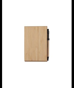 Blocco note con copertina in bambù, penna a sfera e supporto per telefono