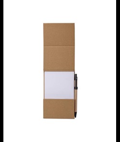 Blocco note con copertina in bambù, penna a sfera e supporto per telefono