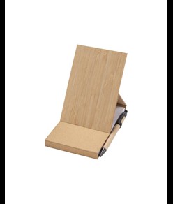 Blocco note con copertina in bambù, penna a sfera e supporto per telefono