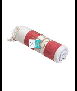 Telo mare/pareo  in cotone riciclato  da 180 gr/m2 con frange, misura 90x170 cm