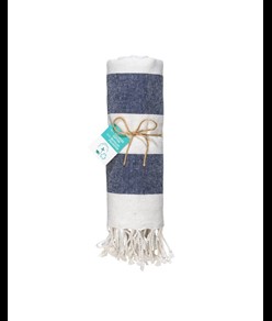 Telo mare/pareo  in cotone riciclato  da 180 gr/m2 con frange, misura 90x170 cm