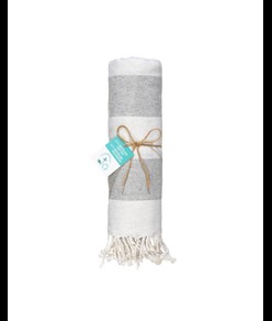 Telo mare/pareo  in cotone riciclato  da 180 gr/m2 con frange, misura 90x170 cm