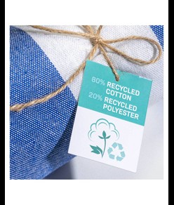 Telo mare/pareo  in cotone riciclato  da 180 gr/m2 con frange, misura 90x170 cm