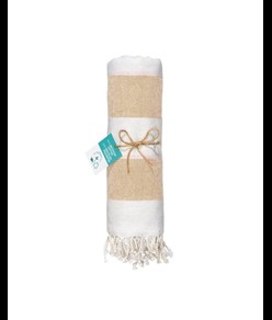 Telo mare/pareo  in cotone riciclato  da 180 gr/m2 con frange, misura 90x170 cm