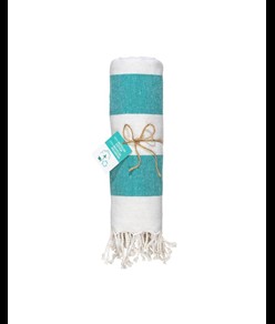 Telo mare/pareo  in cotone riciclato  da 180 gr/m2 con frange, misura 90x170 cm