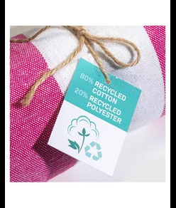 Telo mare/pareo  in cotone riciclato  da 180 gr/m2 con frange, misura 90x170 cm