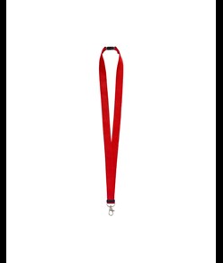 Nastro da collo in poliestere riciclato R-PET con moschettone e sgancio di sicurezza