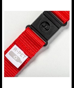 Nastro da collo in poliestere riciclato R-PET con moschettone e sgancio di sicurezza