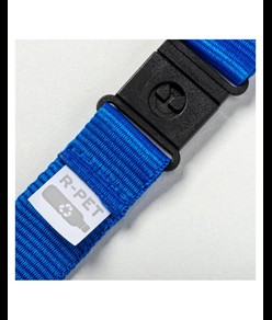 Nastro da collo in poliestere riciclato R-PET con moschettone e sgancio di sicurezza