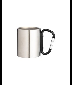 Tazza in acciaio con manico in alluminio a moschettone, 200 ml