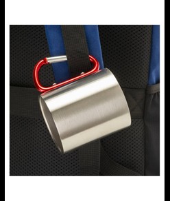 Tazza in acciaio con manico in alluminio a moschettone, 200 ml