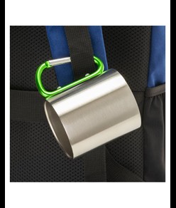 Tazza in acciaio con manico in alluminio a moschettone, 200 ml