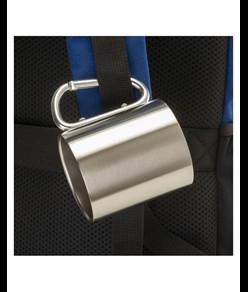 Tazza in acciaio con manico in alluminio a moschettone, 200 ml