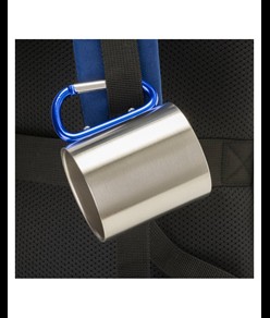 Tazza in acciaio con manico in alluminio a moschettone, 200 ml