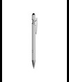 Penna a scatto in alluminio gommato con gommino per touch screen e clip in metallo