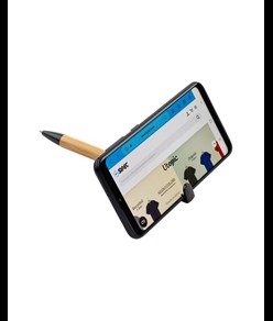 Penna twist in bambù e paglia di grano con stand porta cellulare
