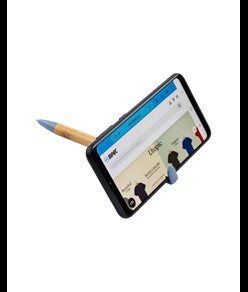Penna twist in bambù e paglia di grano con stand porta cellulare