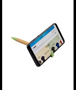 Penna twist in bambù e paglia di grano con stand porta cellulare