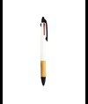 Penna a scatto in plastica con 3 refill, con gommino per touch screen, impugnatura in bamb