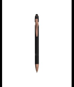 Penna a scatto in alluminio gommato con gommino per touch screen