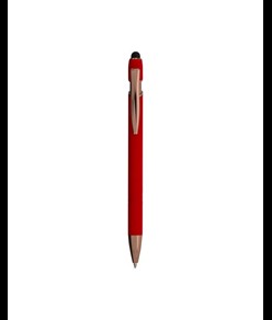 Penna a scatto in alluminio gommato con gommino per touch screen