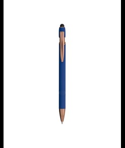 Penna a scatto in alluminio gommato con gommino per touch screen