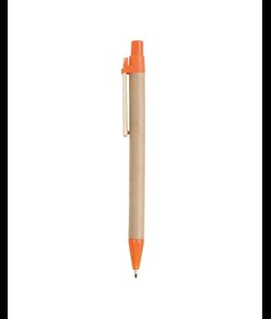 Penna a scatto in carta riciclata, particolari in PP e paglia di grano colorati