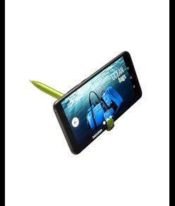 Penna twist in PP e paglia di grano con stand porta cellulare