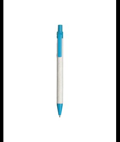 Penna a scatto in carta riciclata con particolari colorati in PLA