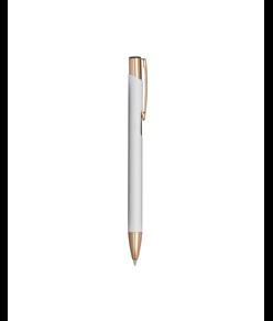 Penna a scatto in alluminio con particolari in metallo color oro rosa