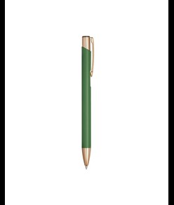 Penna a scatto in alluminio con particolari in metallo color oro rosa