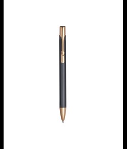 Penna a scatto in alluminio con particolari in metallo color oro rosa