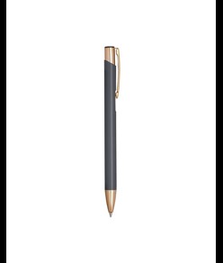 Penna a scatto in alluminio con particolari in metallo color oro rosa