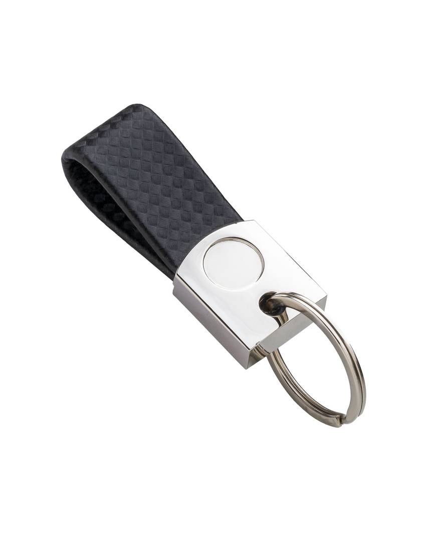 Portachiavi in metallo e PU con spazio idoneo al logo resina