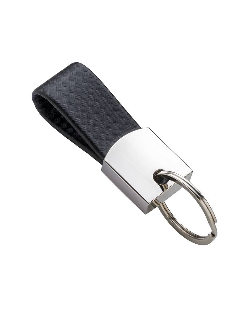 Portachiavi in metallo e PU con spazio idoneo al logo resina