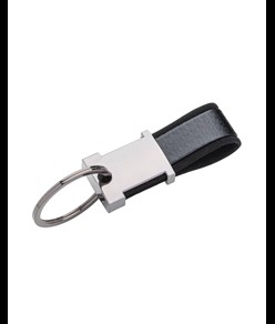 Portachiavi in metallo brunito e PU bicolore, con spazio idoneo al logo resina