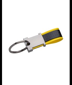 Portachiavi in metallo brunito e PU bicolore, con spazio idoneo al logo resina