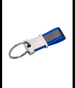 Portachiavi in metallo brunito e PU bicolore, con spazio idoneo al logo resina