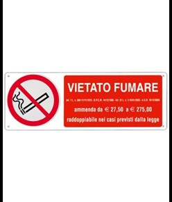 Cartello vietato fumare con sanzioni